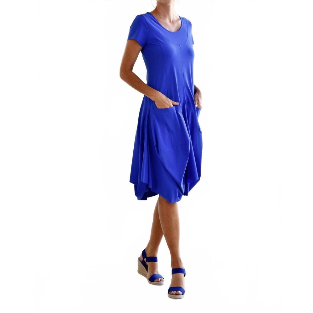 NEW PAULA RYAN tulip skirt midi dress in blue